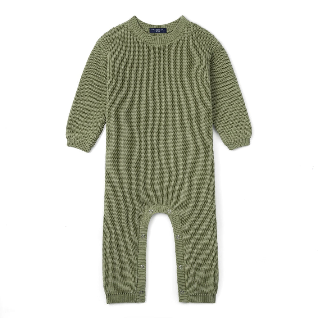 Baby Knit Romper Snap Closure in Sage Green