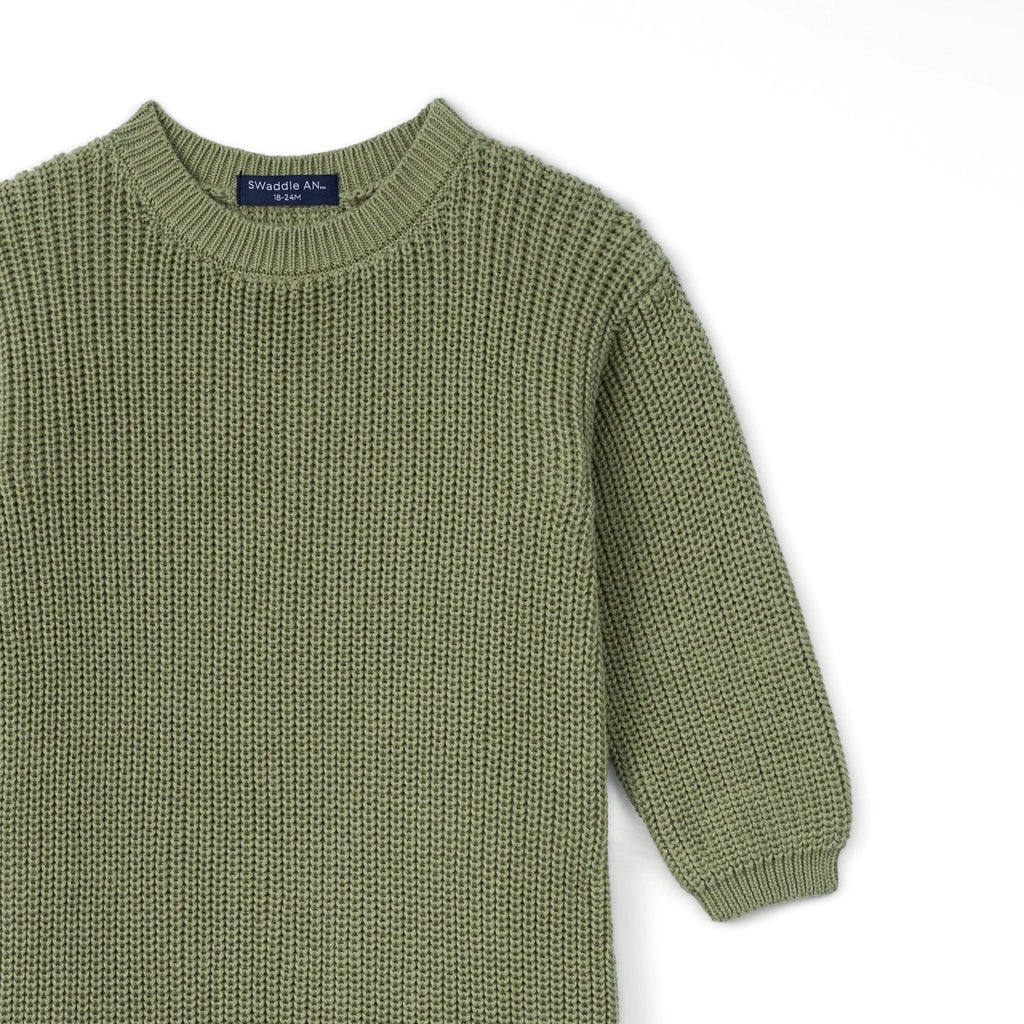 Baby Knit Romper Snap Closure in Sage Green